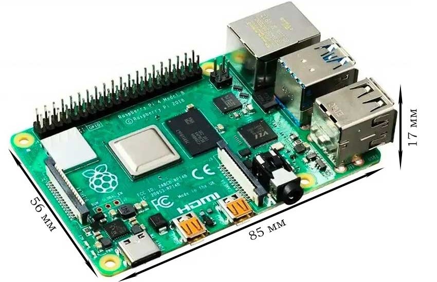 Габариты миникомпьютера Raspberry Pi 4 B 4 GB Микрокомпьютер Raspberry Pi 4 Model B 4GB купить в Суперайс