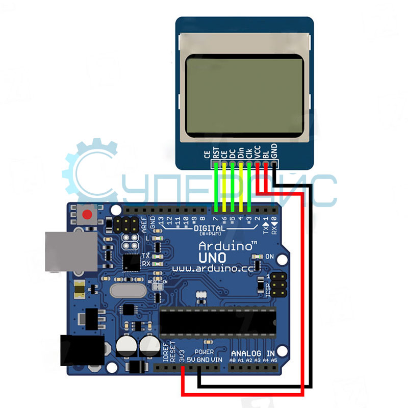 Подключение дисплея от телефона к ардуино Дисплей LCD 5110 84х48 купить с доставкой в СПБ в Суперайс