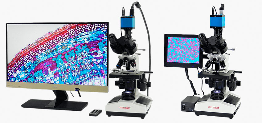 Цифровые лабораторные микроскопы с видеокамерой и монитором