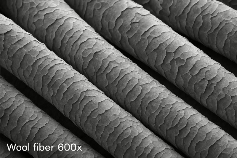вид шерсти под микроскопом