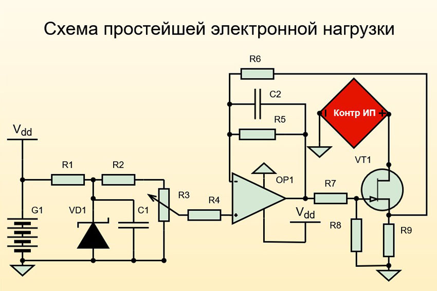 электрическая схема нагрузчика, схема тестера электрической нагрузки