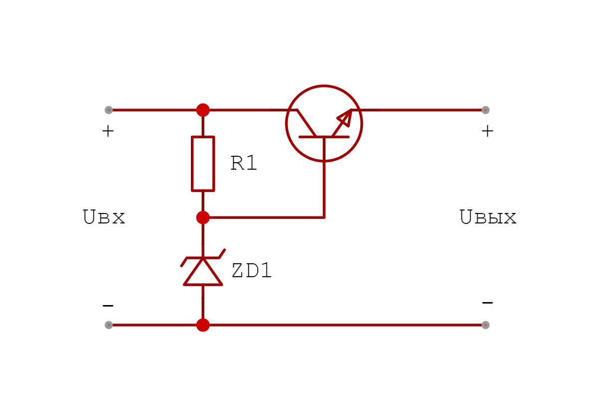 простая схема стабилизатора напряжения на транзисторе
