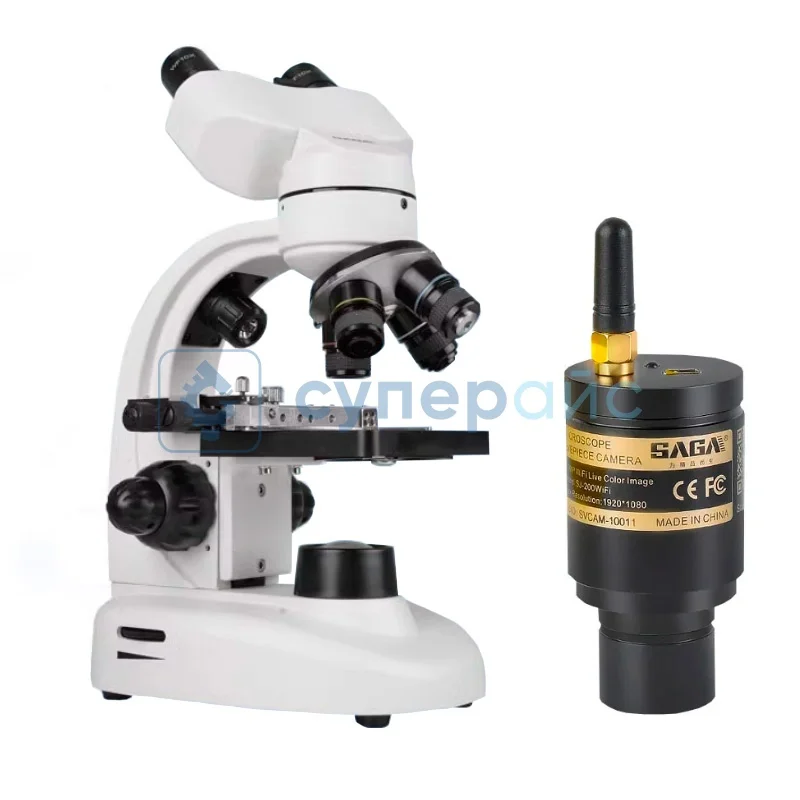 Бинокулярный микроскоп SAGA XSP-003 с камерой 2 Мп, WI-FI интерфейсом фото 1