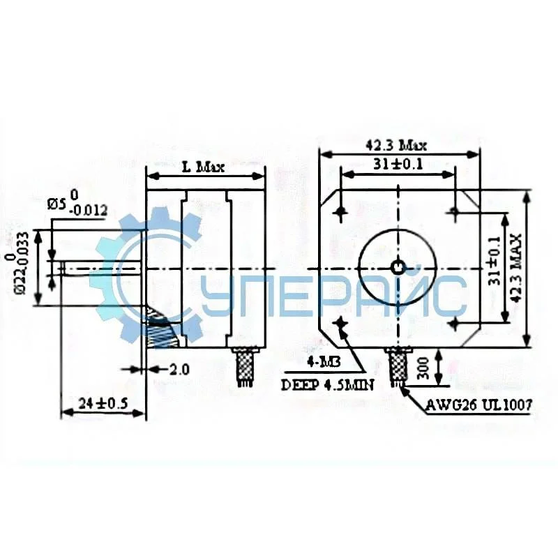 Шаговый двигатель SUMTOR 42HS4013A4 (NEMA 17) фото 3