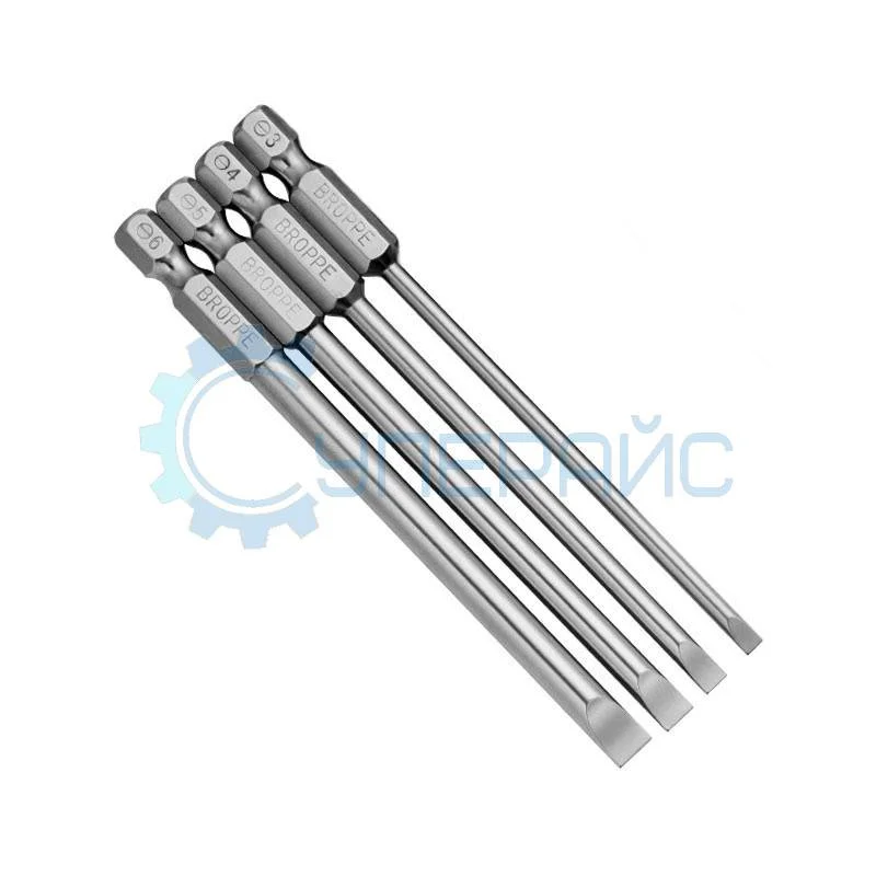 Биты прямой шлиц для шуруповерта BROPPE SL 4 шт фото 1