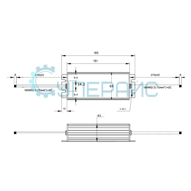 LED драйвер Smun SMA-100-12 (12 В, 8.5 А, 100 Вт) фото 2