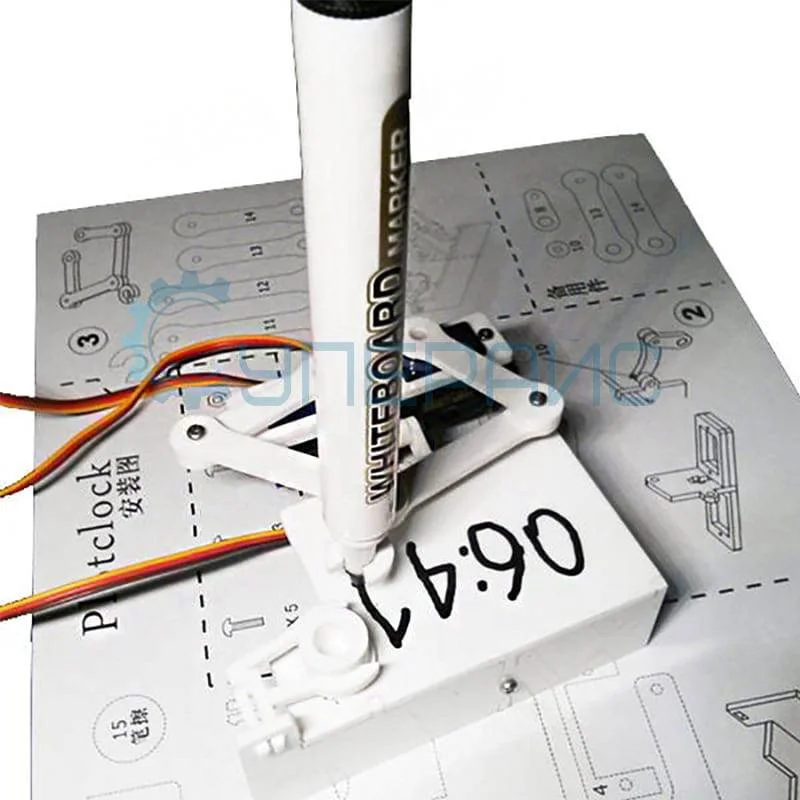 Пишущий робот-часы Plotclock DIY конструктор с контроллером, совместимым со средой Arduino фото 2