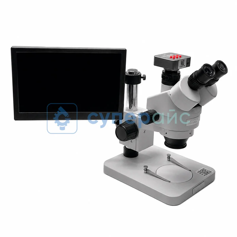 Микроскоп тринокулярный Crystallite ST-7045 с HDMI камерой и дисплеем фото 1