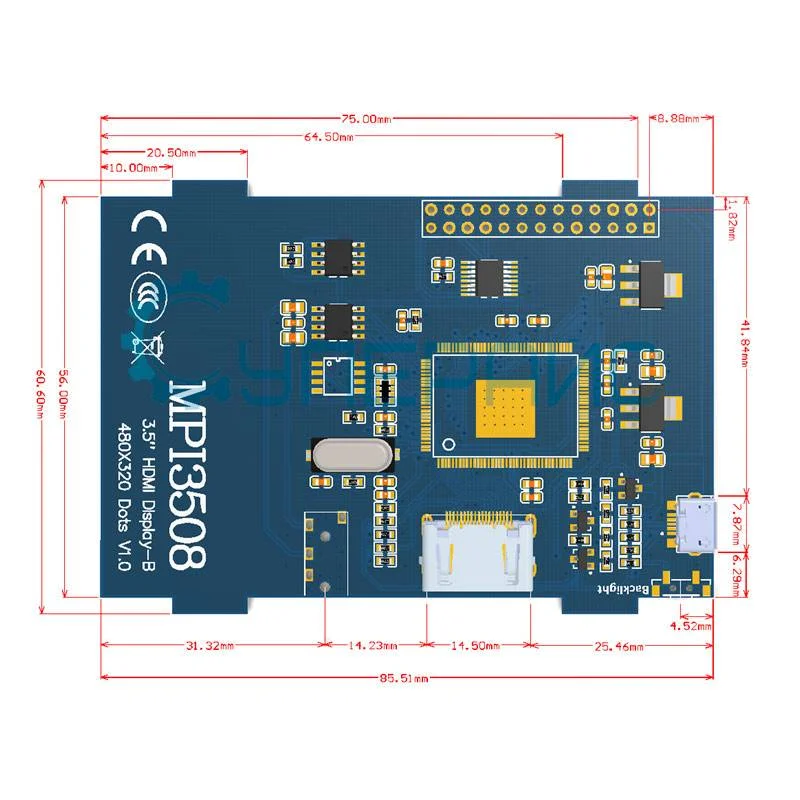 Цветной TFT-экран 3.5 дюймов с адаптером для Raspberry Pi 3B+ фото 5