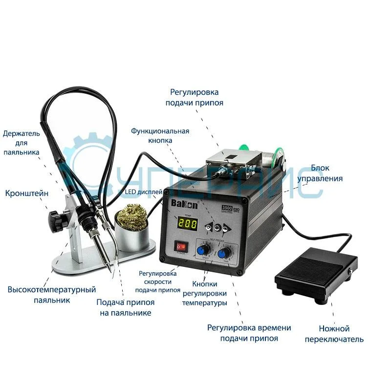 Паяльная станция BAKON BK3500 с автоматической подачей припоя, 120 Вт фото 1