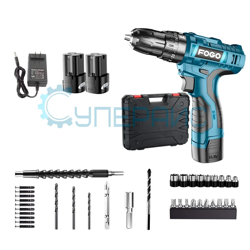 Дрель-шуруповерт Fogo DZ16 с двумя аккумуляторами и кейсом фото 1