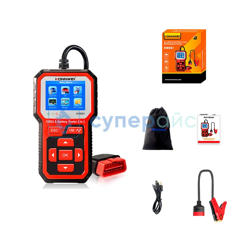 Автомобильный тестер АКБ Konnwei KW681 фото 7