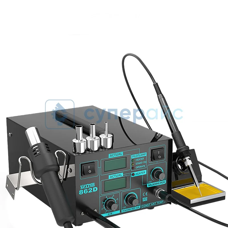 Паяльная станция с феном и паяльником ANLIXIN 862D фото 1