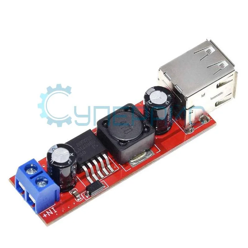 Понижающий преобразователь LM2596 с двойным USB портом фото 1