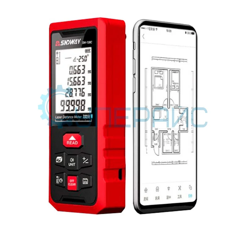 Лазерная рулетка SNDWAY SW-100C с Bluetooth фото 1