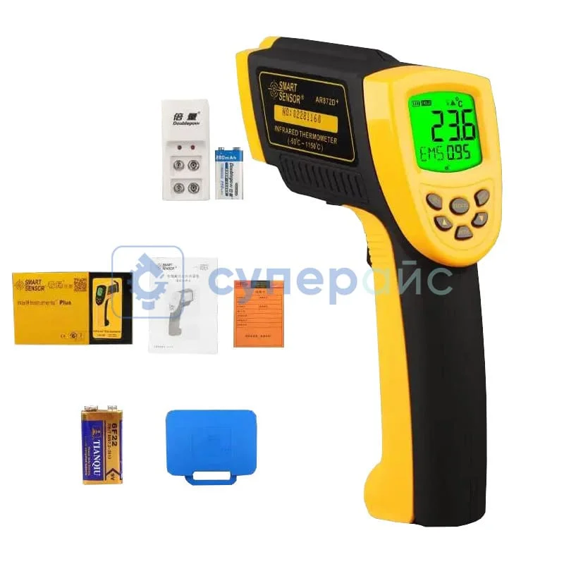 Промышленный пирометр SMART SENSOR AR872D+ с зарядным устройством фото 2