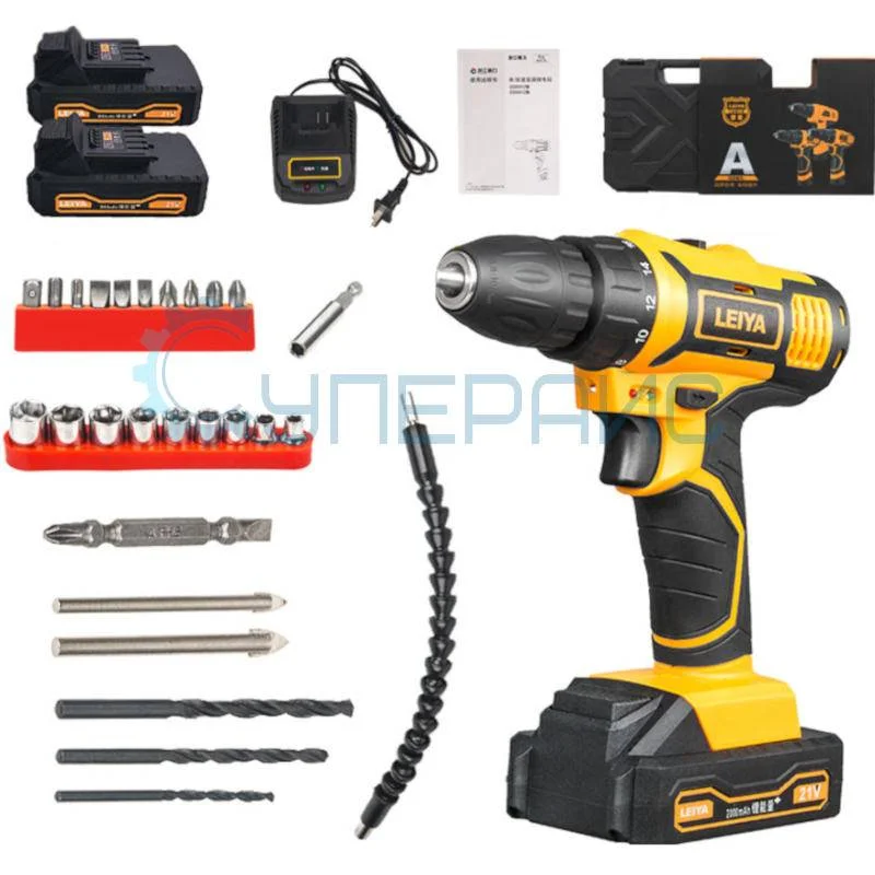 Дрель-шуруповерт Leiya DD0218 с двумя аккумуляторами и кейсом фото 1