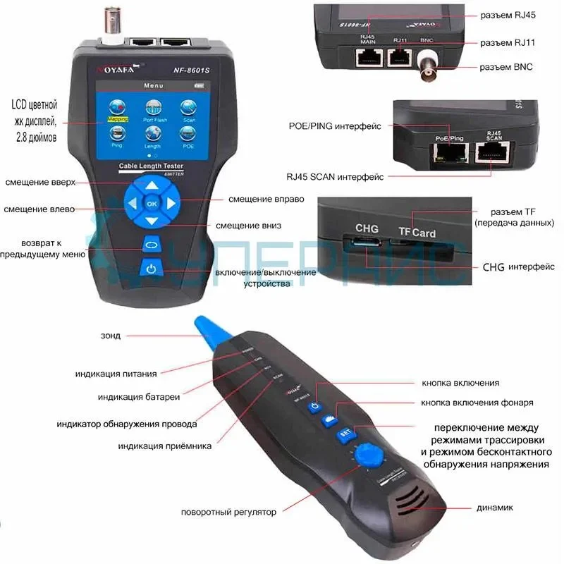 Кабель-тестер Noyafa NF-8601S, английский интерфейс фото 6