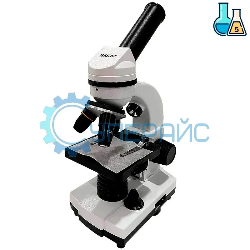 Учебный микроскоп SAGA XSP-000 80x–1600x с адаптером для смартфона и набором для опытов фото 1