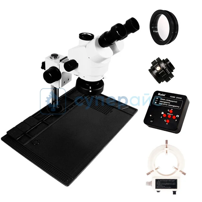 Тринокулярный цифровой микроскоп Kaisi 37045A с камерой 20 Мп фото 1
