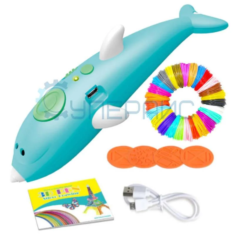 3D ручка Malian Dolphin-2 в наборе с пластиком 45 цветов фото 2