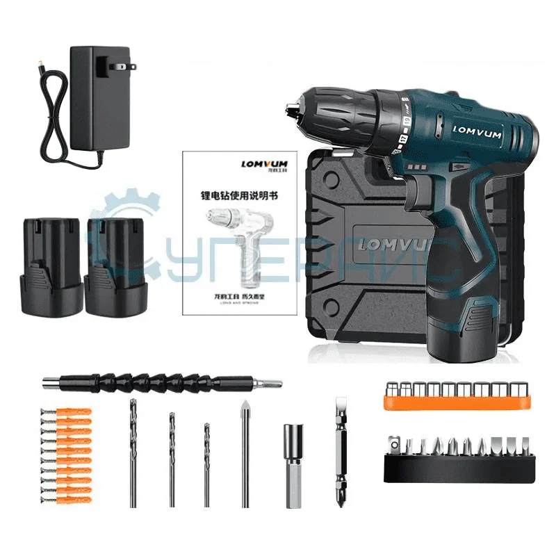 Дрель-шуруповерт Lomvum LY1601 с двумя аккумуляторами и кейсом фото 1
