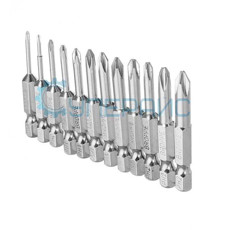 Набор крестовых бит для шуруповерта BROPPE PH 12 шт фото 1