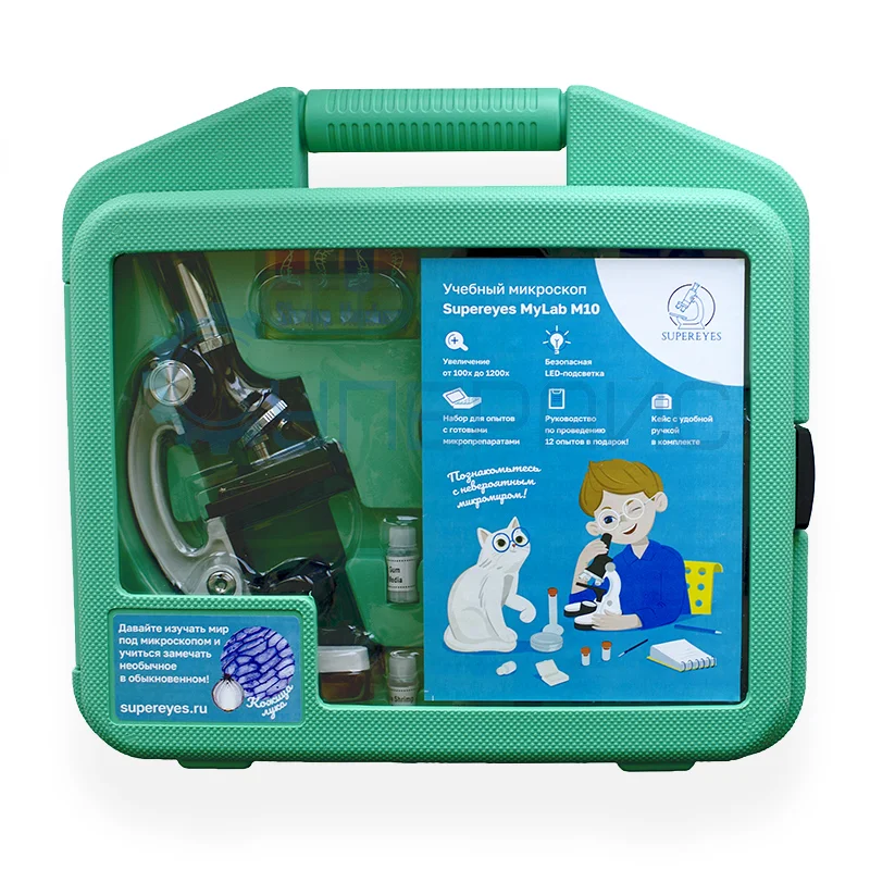 Детский микроскоп в кейсе Supereyes MyLab M10, 100x-1200x фото 6