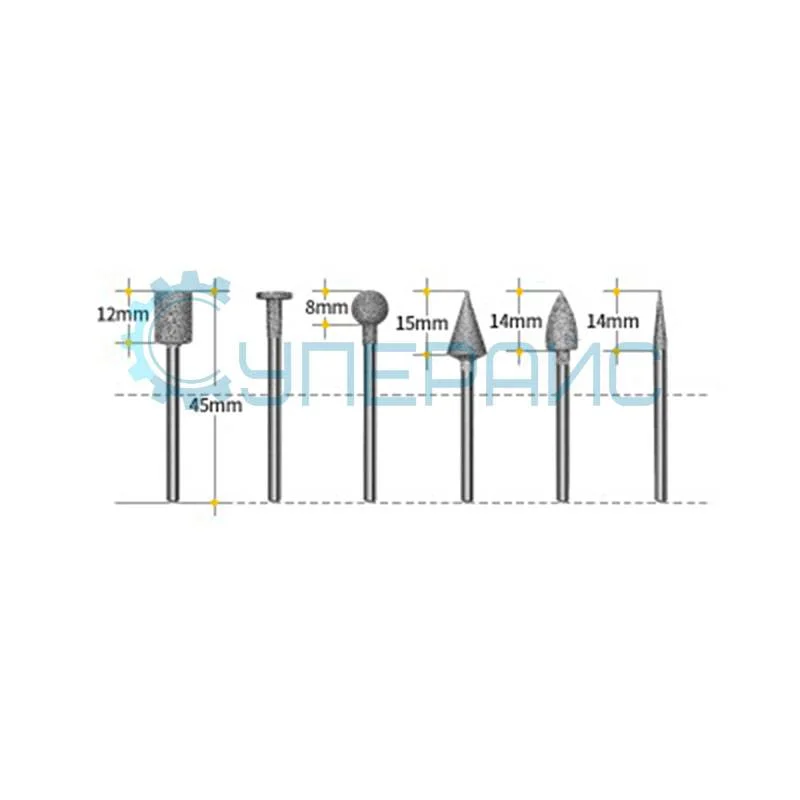 Боры алмазные HiLDA для гравировальных машин 6 шт фото 2