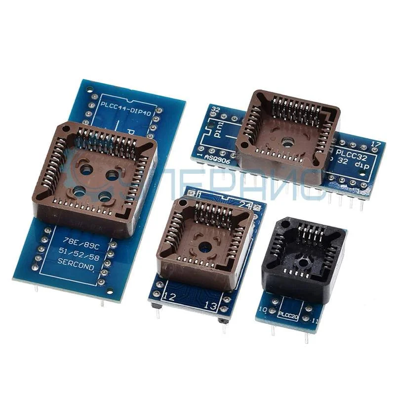 Адаптеры PLCC панельки для микросхем (набор 5 в 1) фото 1