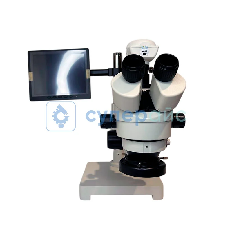 Тринокулярный микроскоп Saike Digital SK2126H2 на штативе с поворотным держателем фото 4