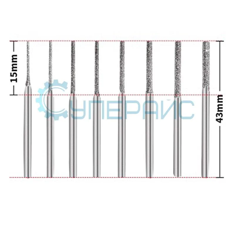 Боры алмазные HiLDA для гравера 8 шт фото 2