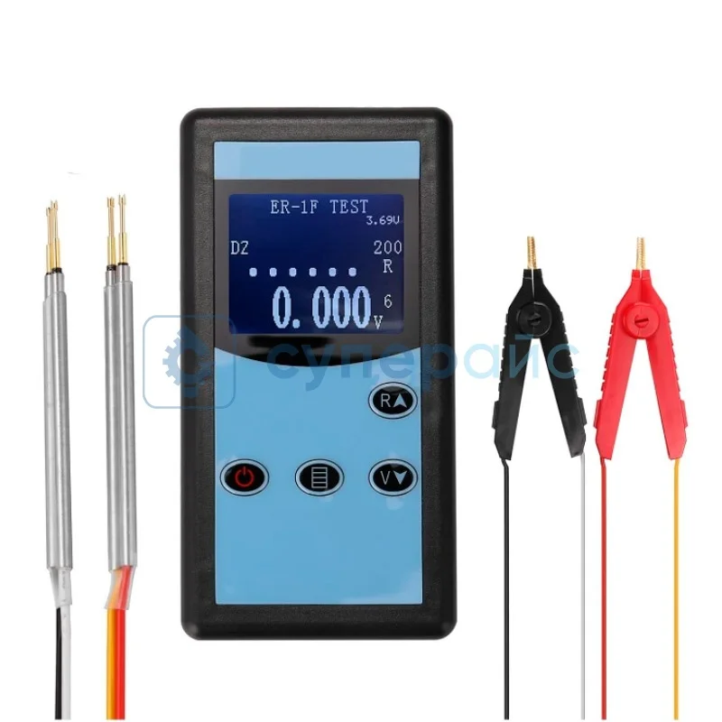 Тестер аккумуляторных батарей ER-1E с щупами и зажимами Кельвина фото 1