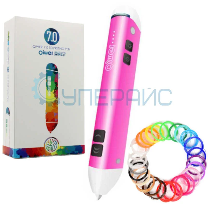 3D ручка Qiwer 703D с аккумулятором и 130 метрами пластика фото 3