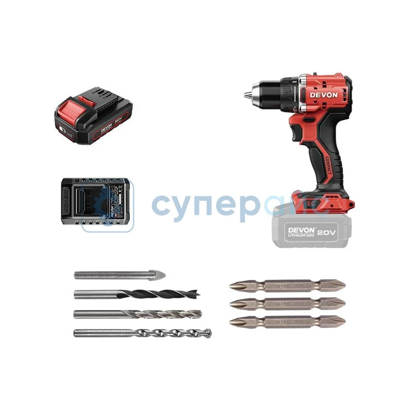 Аккумуляторная дрель DEVON DID201 с батареей 2,5 Ah фото 1