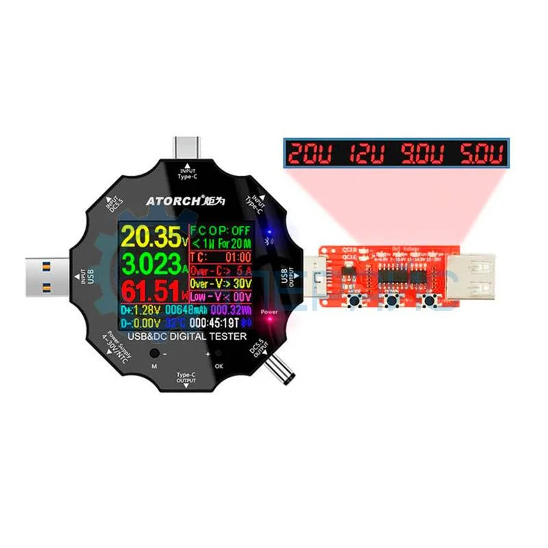 Тестер USB Juwei Atorch UD18 с триггером Qualcomm QC2.0 QC3.0 фото 1