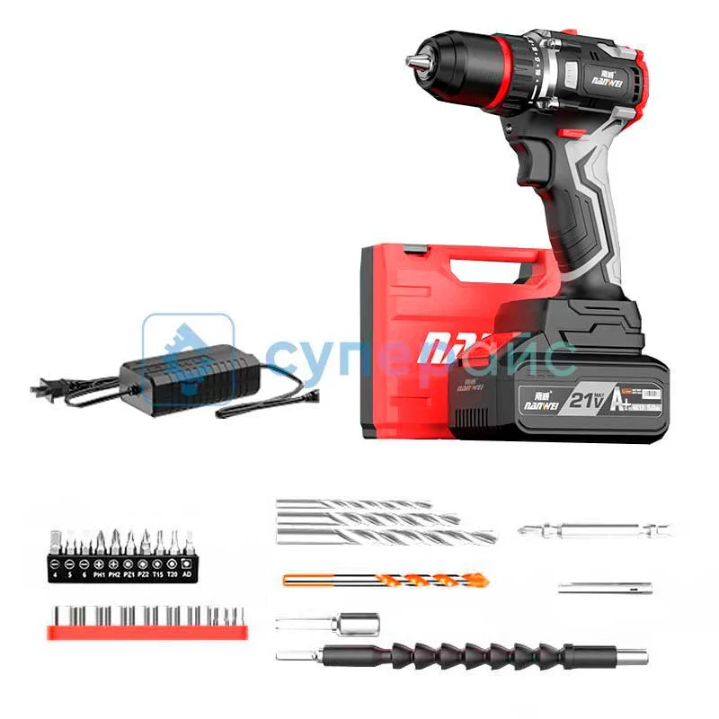 Аккумуляторный шуруповерт NANWEI NW-D5216 (100 Н*м, 5 А*ч) фото 1