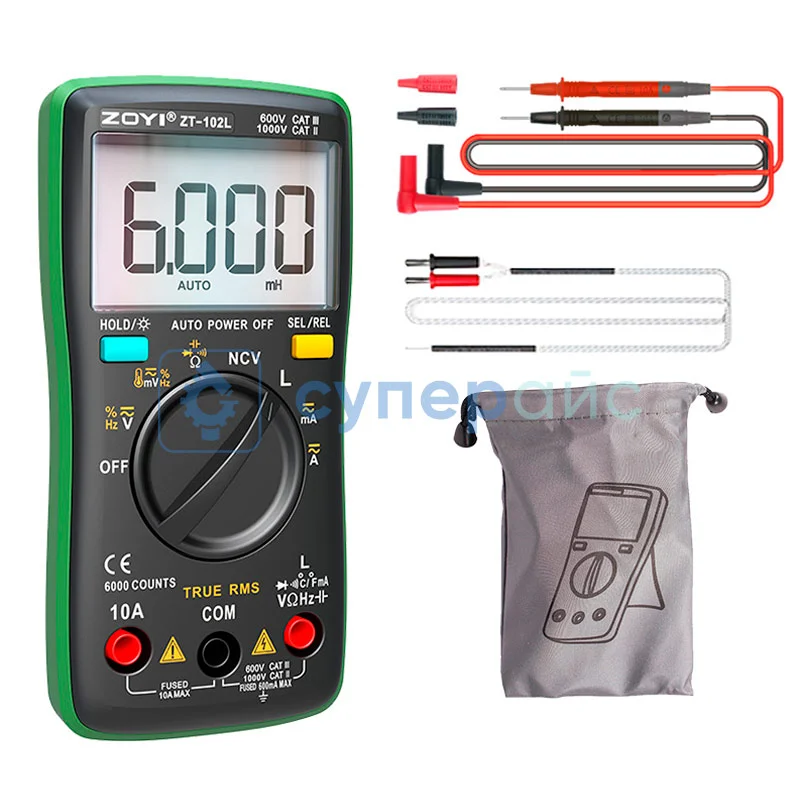 Мультиметр ZOYI ZT-102L с измерением индуктивности фото 1