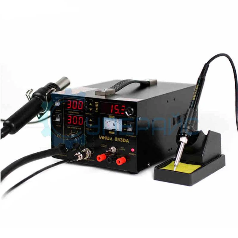 Термовоздушная паяльная станция YIHUA-853DA (компрессорная) (3 в 1) с паяльником и блоком питания фото 1
