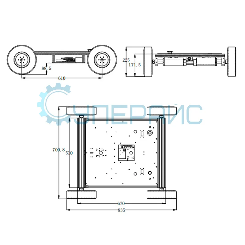 Четырехколесный робот WHEELTEC R550 PLUS на маятниковой подвеске с грузоподъёмностью 60 кг фото 1