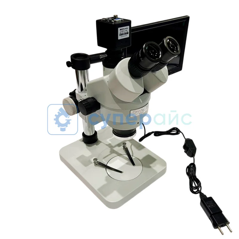 Тринокулярный оптический микроскоп Crystallite ST-7045 с дисплеем фото 1