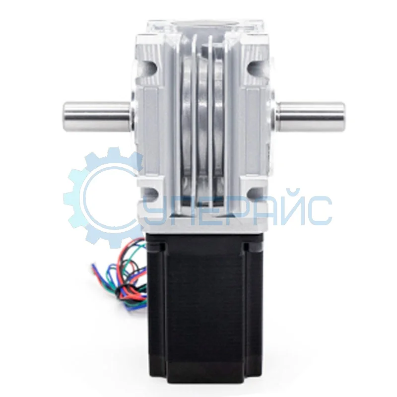 Шаговый мотор с червячным редуктором UMot 57HS5417 (1:50) с двухсторонним валом фото 1