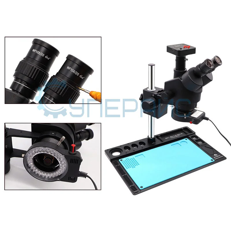Стереомикроскоп тринокуляр PHONEFIX FX223B с камерой 38 Мп фото 7