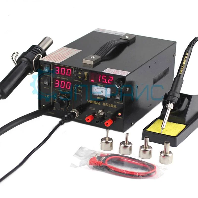 Термовоздушная паяльная станция YIHUA-853DA (компрессорная) (3 в 1) с паяльником и блоком питания фото 4