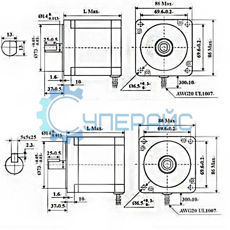Шаговый двигатель SUMTOR 86HS9860A4EP (NEMA 34) фото 2