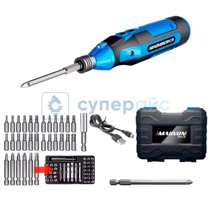 Отвёртка MAOVON M100C с набором бит и кейсом фото 1