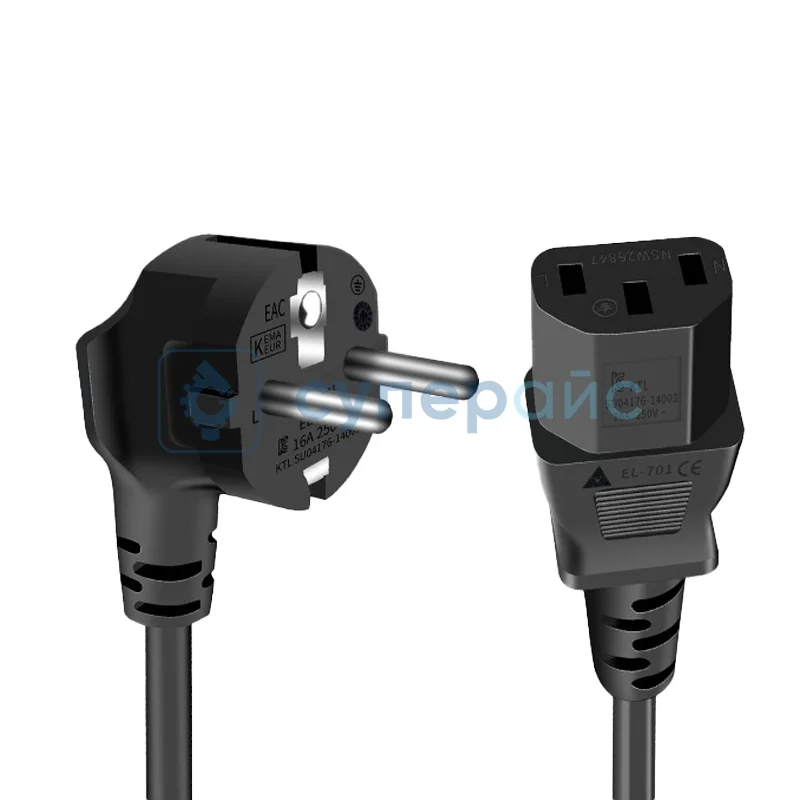 Кабель питания IEC C13 - Евровилка, 1.4м фото 1