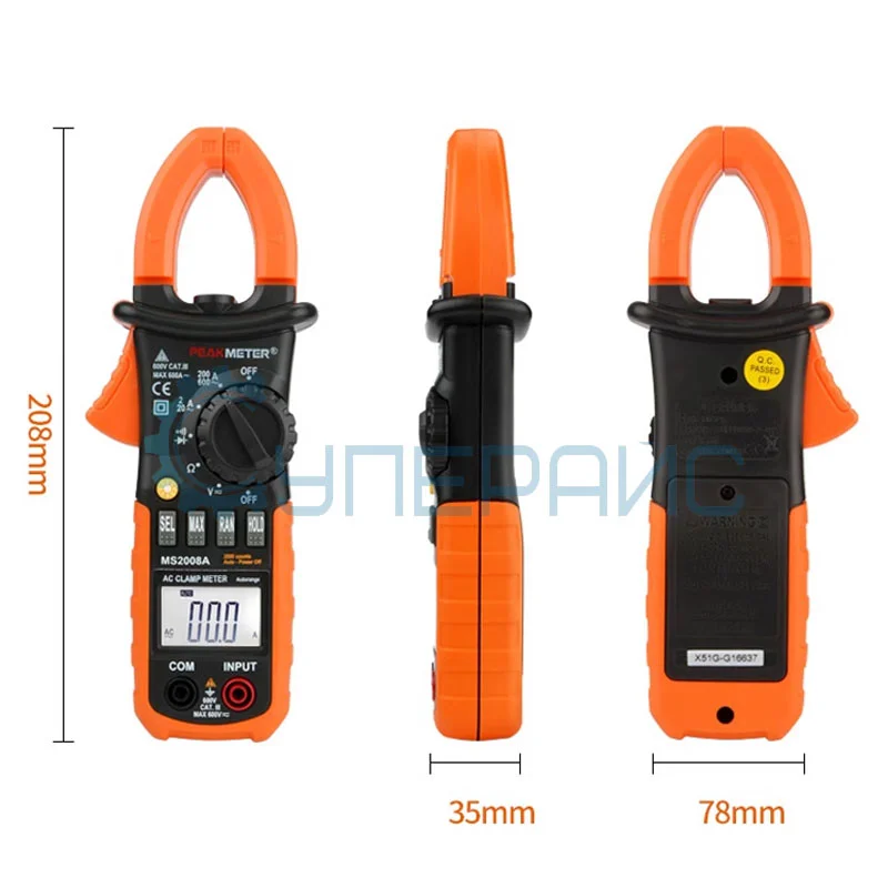 Многофункциональные измерительные клещи Peakmeter PM2008A фото 1