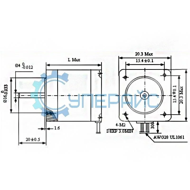 Шаговый двигатель SUMTOR 20HS3406A4 (NEMA 8) фото 3