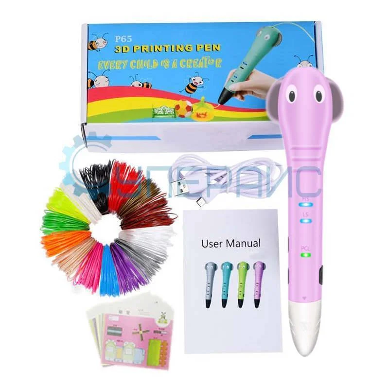 Беспроводная 3D ручка Yuda Elephant-2 с 75 метрами пластика фото 2